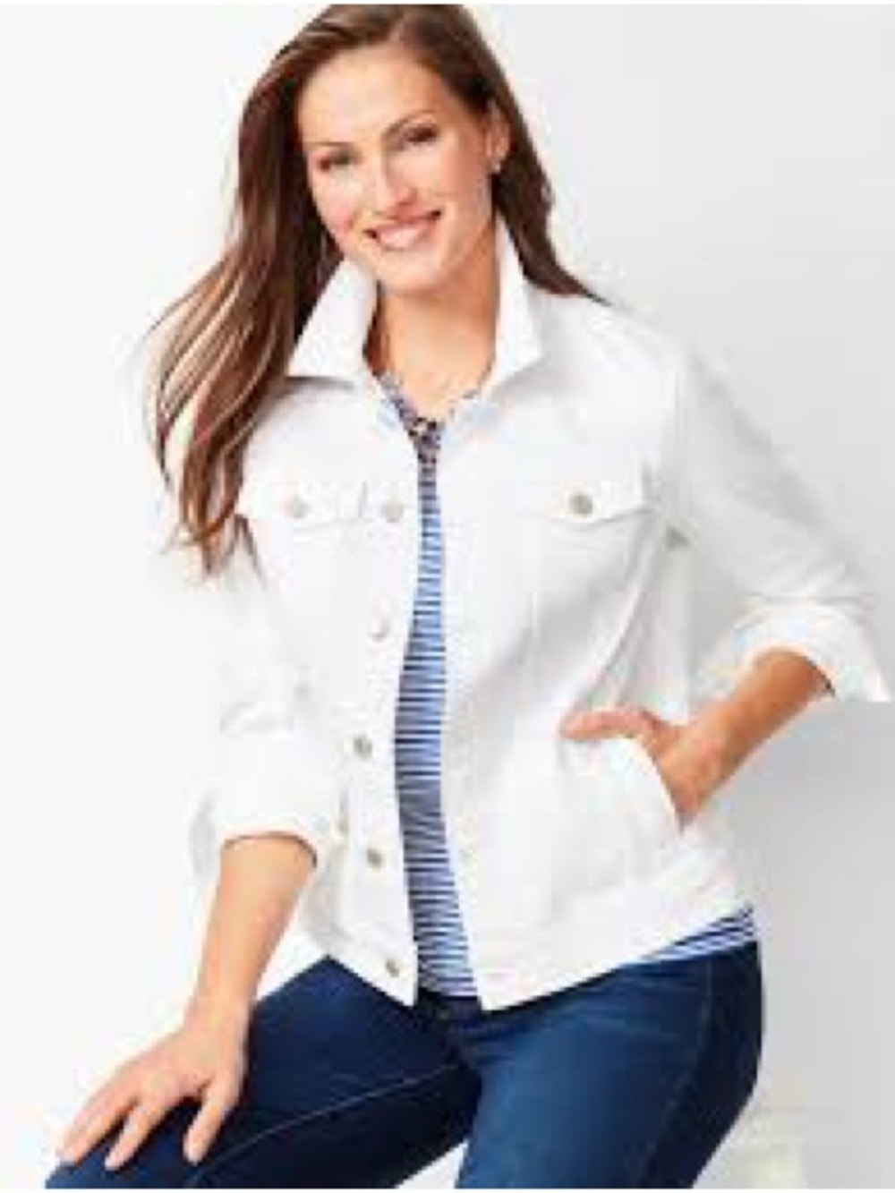 Style & Co. White Women's Denim Jacket - Button-Front